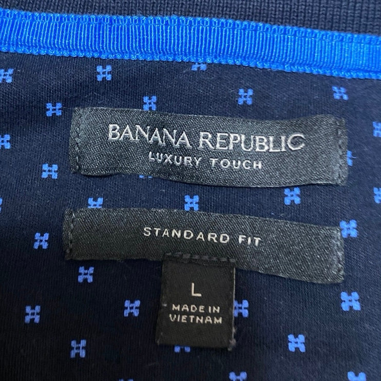 Banana Republic Men's Blue Standard Print Short Sleeve Polo Shirt Top Size L