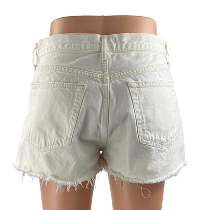Agolde Parker Women's White High Waisted Cotton Cut Off Denim Jean Short Size 26