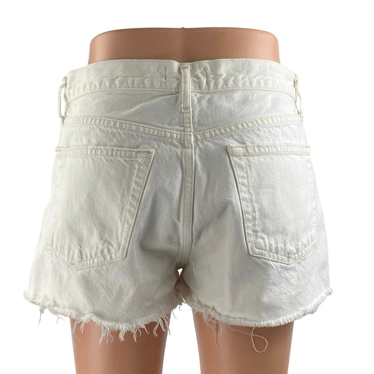 Agolde Parker Women's White High Waisted Cotton Cut Off Denim Jean Short Size 26