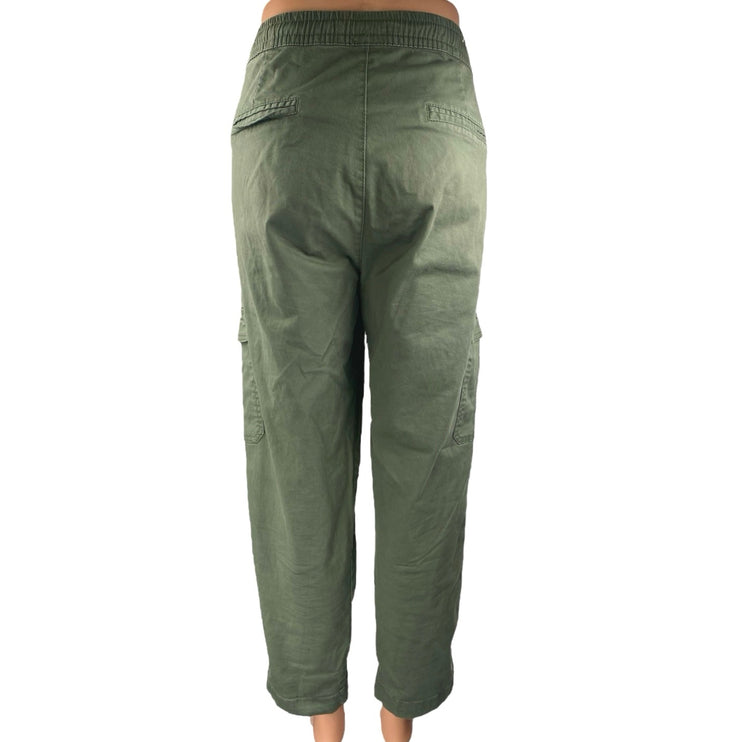 Cotton On Green Straight Leg Elastic Waist Drawstring Trousers Cargo Pants Sz 10