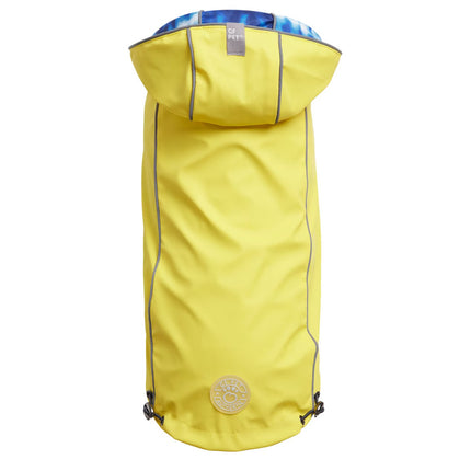 GF Pet NWT Reversible Elasto-Fit Yellow & Blue Tie Dye Print Dog Raincoat Sz XL