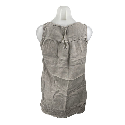Artisan NY Gray 100% Linen Lace Hem Sleeveless Tank Mini Shift Dress Size XS