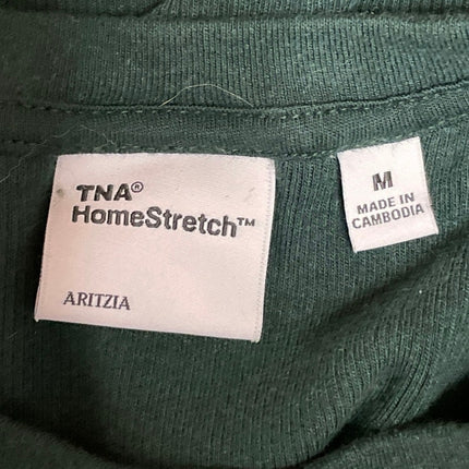 Aritzia TNA Home Stretch Green Knit Sculpt Short Sleeve T Shirt Crop Top Size M
