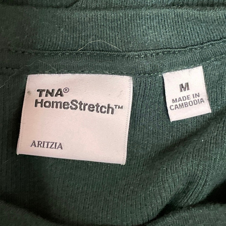 Aritzia TNA Home Stretch Green Knit Sculpt Short Sleeve T Shirt Crop Top Size M