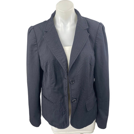 Banana Republic Women's Black Wool Striped Long Sleeve Blazer Coat Jacket 14