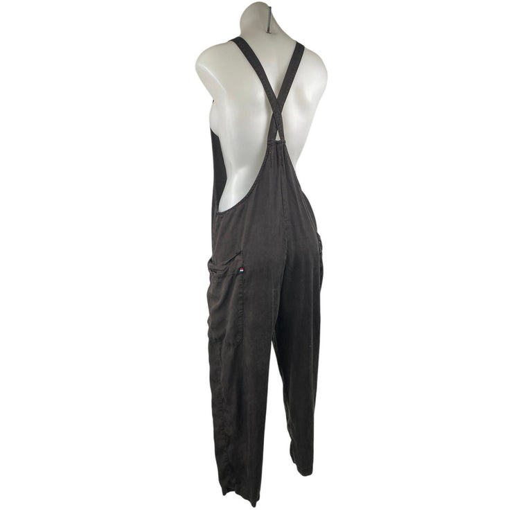 Sol Angeles Women's Black Sleeveless Cargo Straight Utility Overalls Pants Sz XS