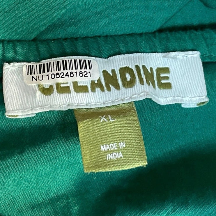 Anthropologie Celandine Green Sleeveless Smocked Summer Midi A-Line Sun Dress XL