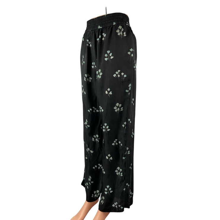 Aritzia Wilfred Womens Black Floral High Waist Wide leg Trousers Pants Size S/M