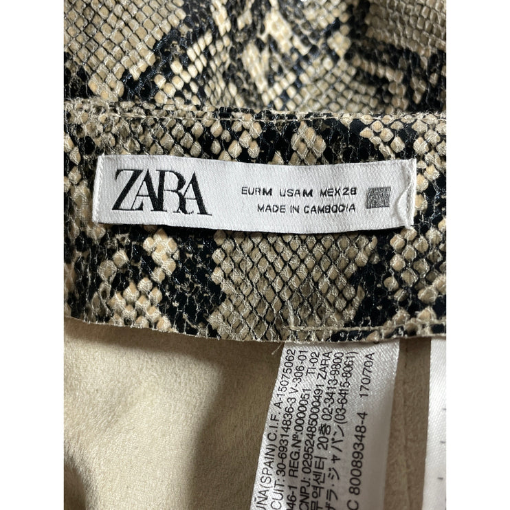 Zara Women's Snakeskin Faux Vegan Leather High Rise Mini Flare A-Line Skirt M