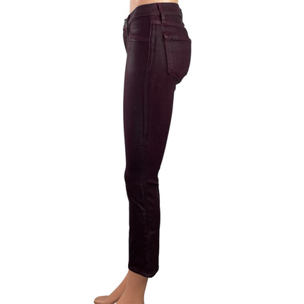 J Brand Maria Purple Faux Leather Metallic Skinny Leg Jeans Trousers Pants Sz S