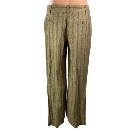 Reformation Gisele Women's Tan Striped High Rise Wide Leg Trousers Pants Size 6