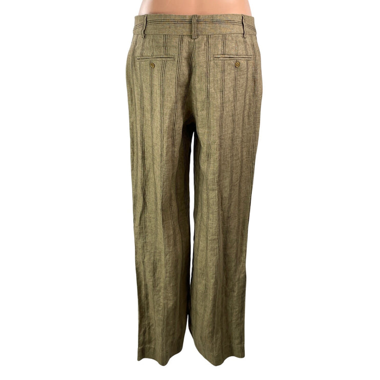 Reformation Gisele Women's Tan Striped High Rise Wide Leg Trousers Pants Size 6