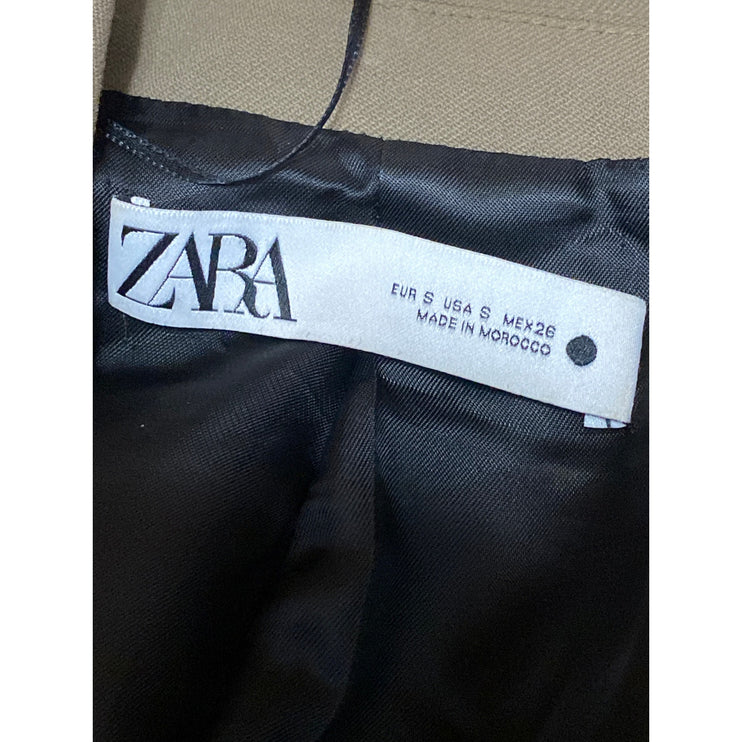 Zara Womens Olive Green Long Sleeve Notch Lapel Pocket Blazer Coat Jacket Size S