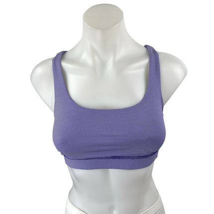 Lululemon Energy Blue Striped Strappy Sleeveless Yoga Sports Bra Crop Tank Top 4
