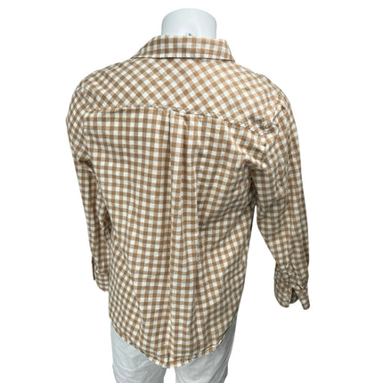J.Crew Men's Brown White Plaid Check Long Sleeve Button Down Shirt Top Size XL