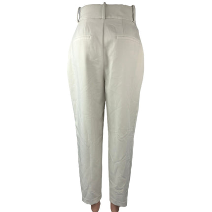 Zara Women's Ivory White High Rise Cropped Straight Trouser Dress Pants Size XS