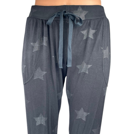 Terez Women's Black Star Print Drawstring Athletic Jogger Sweat Pants Size XS