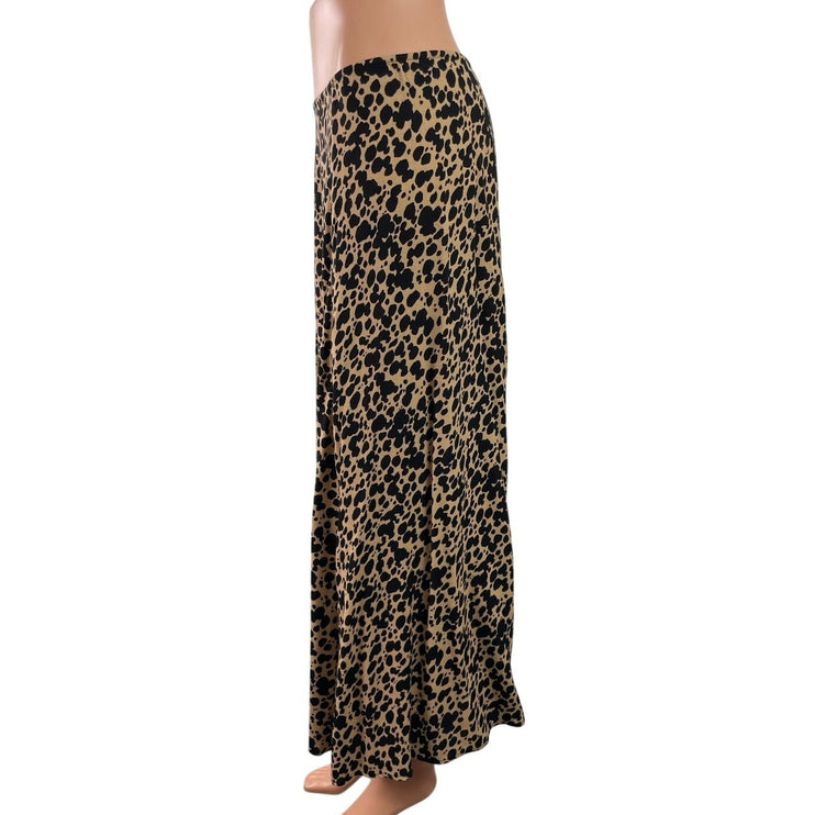 Reformation Layla Spotted Beige Black High Waist Flare Straight Midi Skirt Sz 8