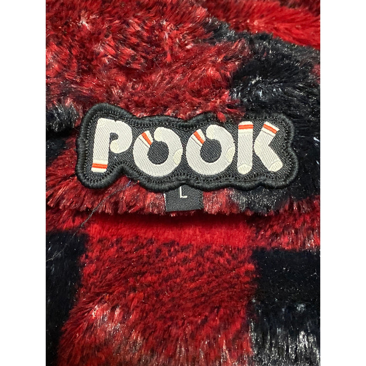 Pook Reversible Men's Gray Faux Fur Long Sleeve Hooded Sweatshirt Jacket Top L