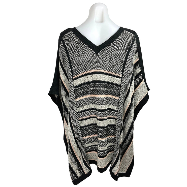 Marks & Spencer Per Una Multicolor Knit Striped V-Neck Pullover Poncho Top Sz S