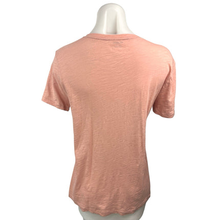 Madewell Orange Peach Pastel V Neck Cotton Basic Pocket T Shirt Tee Top Size M
