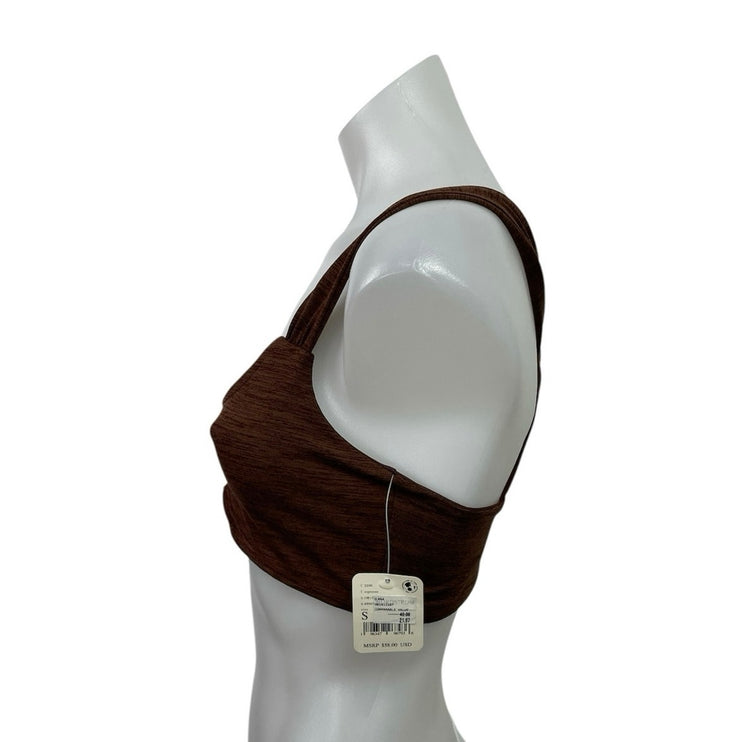NEW Free People FP Movements Brown Ruched Athletic Sports Bra Crop Tank Top S