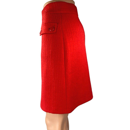 Ann Taylor LOFT Women's Red Textured Pocket Mini Straight Pencil Skirt Size XS
