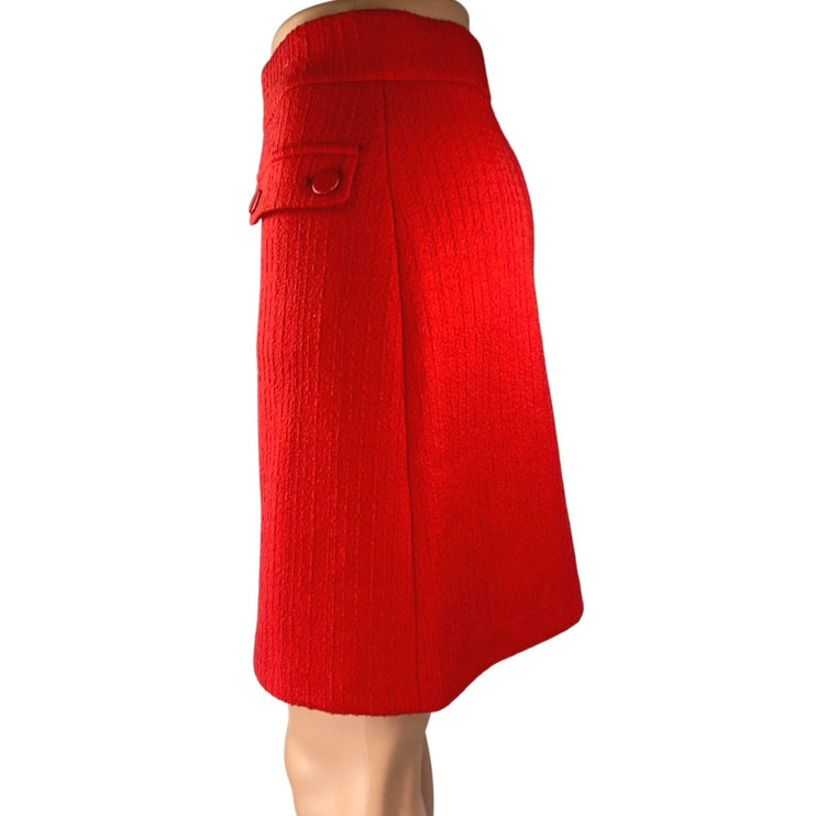 Ann Taylor LOFT Women's Red Textured Pocket Mini Straight Pencil Skirt Size XS
