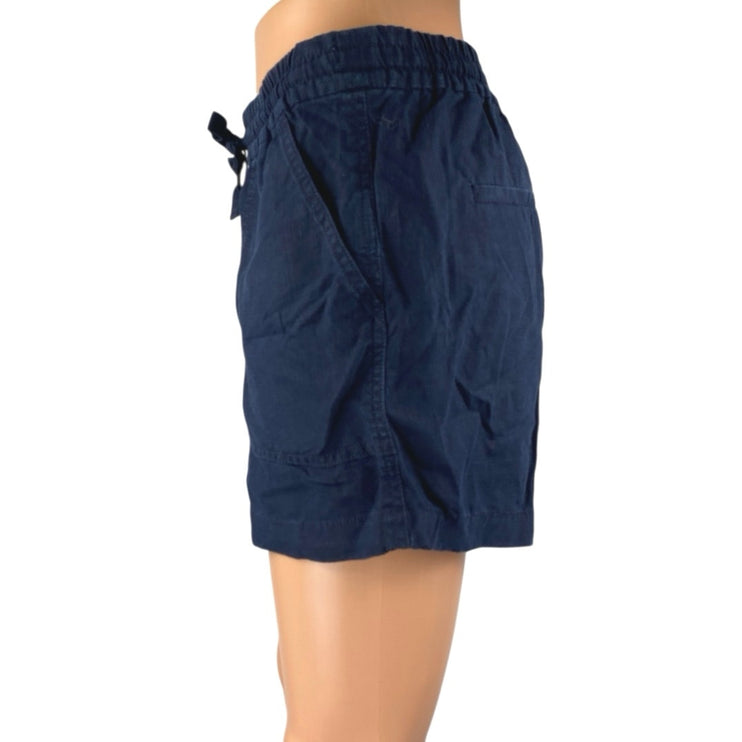 J.Crew Women's Navy Blue Linen Drawstring High Rise Mini Casual Shorts Size XS