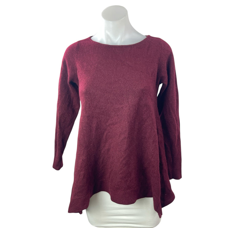 Charter Club 100% Cashmere Women's Maroon Boat Neck Long Sleeve Sweater Top Sz S