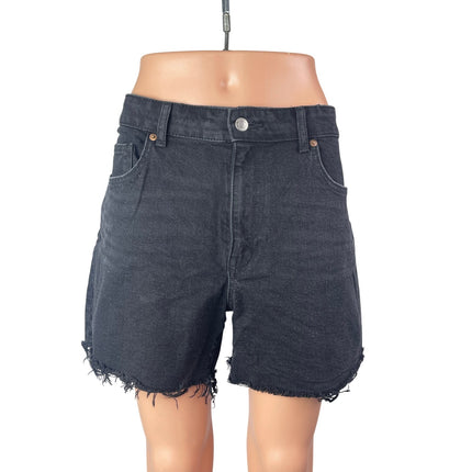 H&M Women's Black High Waisted Bermuda Boyfriend Cut Off Denim Jean Shorts 12