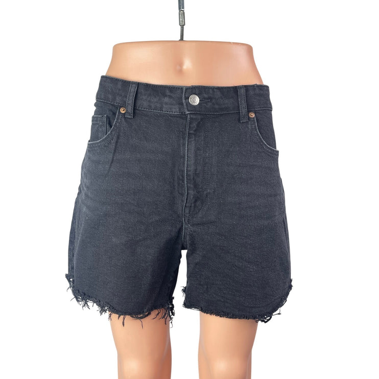 H&M Women's Black High Waisted Bermuda Boyfriend Cut Off Denim Jean Shorts 12