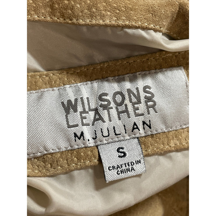 M. Julian Wilsons Men's Tan Khaki 100% Leather Long Sleeve Button Up Jacket S