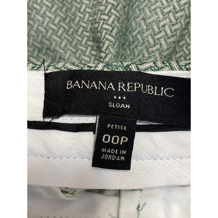 Banana Republic Sloan Women's Green Printed Mid Rise Straight Trousers Pants 0