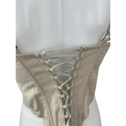 Urban Outfitters BDG Beige Corset Bustier Longline Lace Up Cami Tank Top Size S