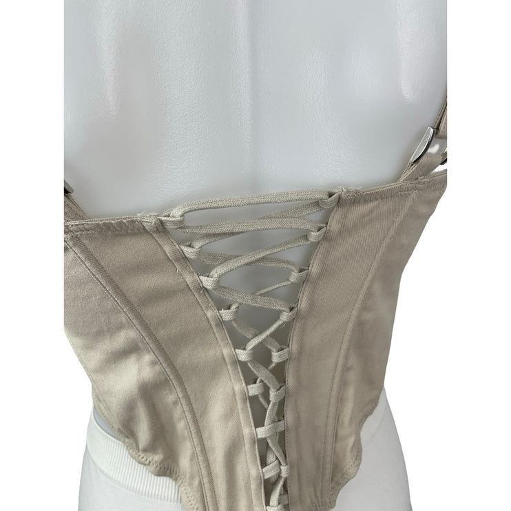 Urban Outfitters BDG Beige Corset Bustier Longline Lace Up Cami Tank Top Size S