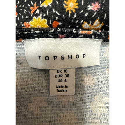 Topshop Multicolor Floral Ruched Tie Waist Long Sleeve Mini Flare A-Line Dress 6