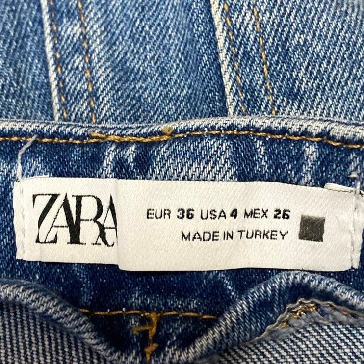 Zara Women's Blue High Waisted Wide leg Baggy Palazzo Denim Jeans Pants Size 4