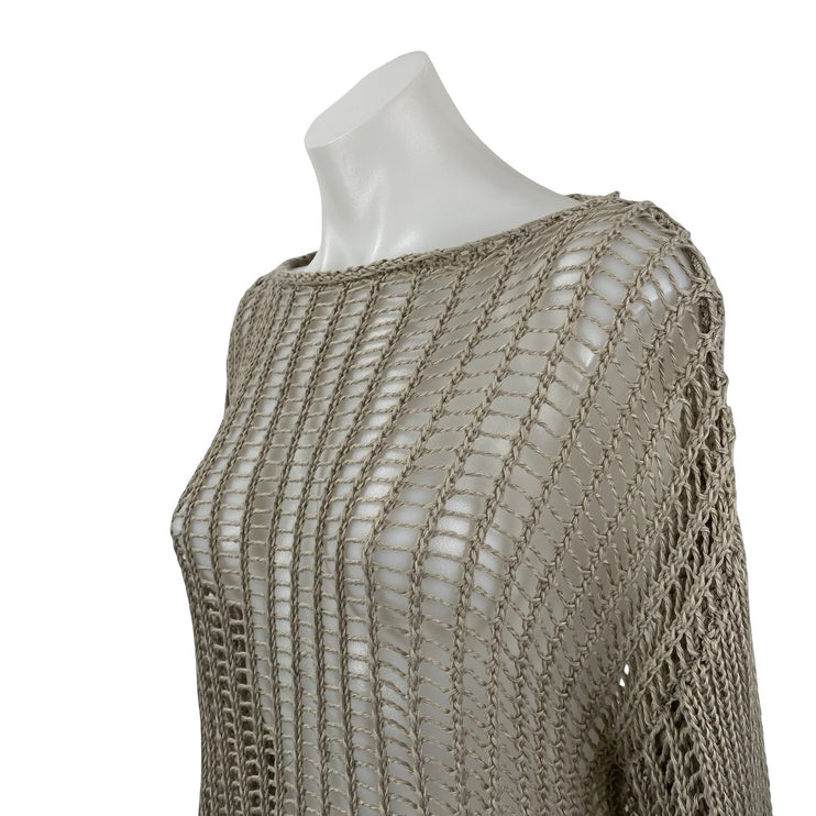 Princess Polly Beige Open Knit Sheer Long Sleeve Layering Cover Up Sweater Top S