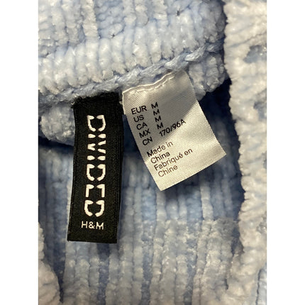 H&M Divided Blue Long Sleeve Turtleneck Ribbed Knit Cropped Sweater Top Size M