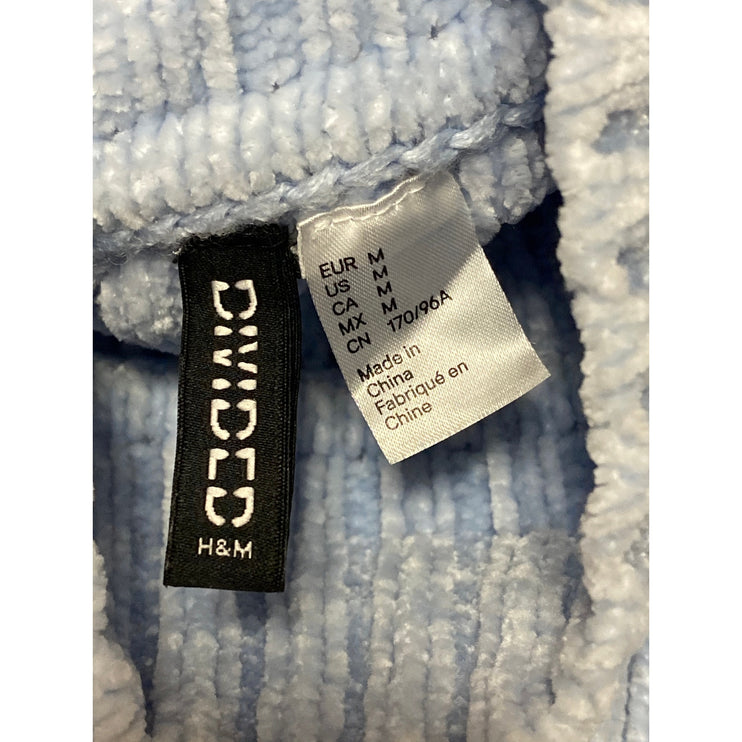 H&M Divided Blue Long Sleeve Turtleneck Ribbed Knit Cropped Sweater Top Size M