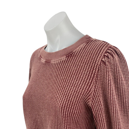 Free People FP One Wesley Maroon Waffle Knit Lace Long Sleeve Thermal Sweater M