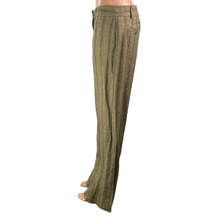 Reformation Gisele Women's Tan Striped High Rise Wide Leg Trousers Pants Size 6