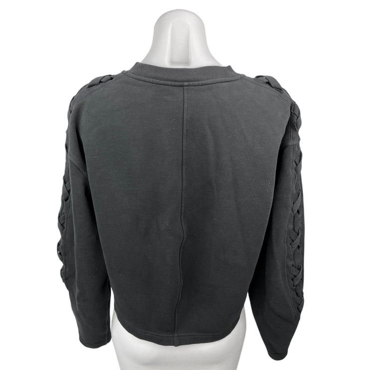 Lululemon Black Crew Neck Lace Up Sleeve Pullover Sweater Sweatshirt Size 8