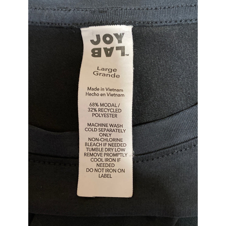 Joy Lab Women's Black Knot Front Long Sleeve Activewear Tee T-shirt Top Size L