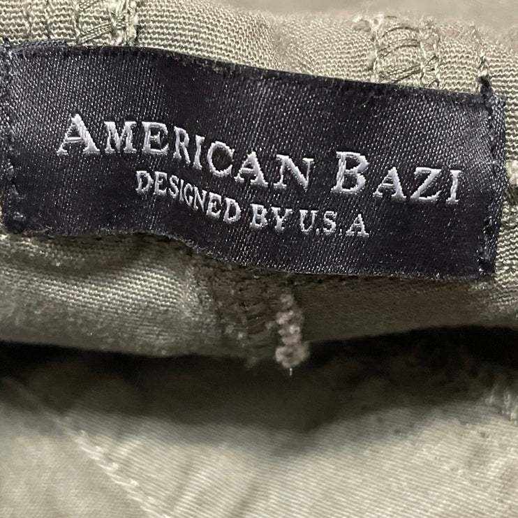 NEW American Bazi Women's Olive Green Bib Skinny Ankle Utility Overalls Size L