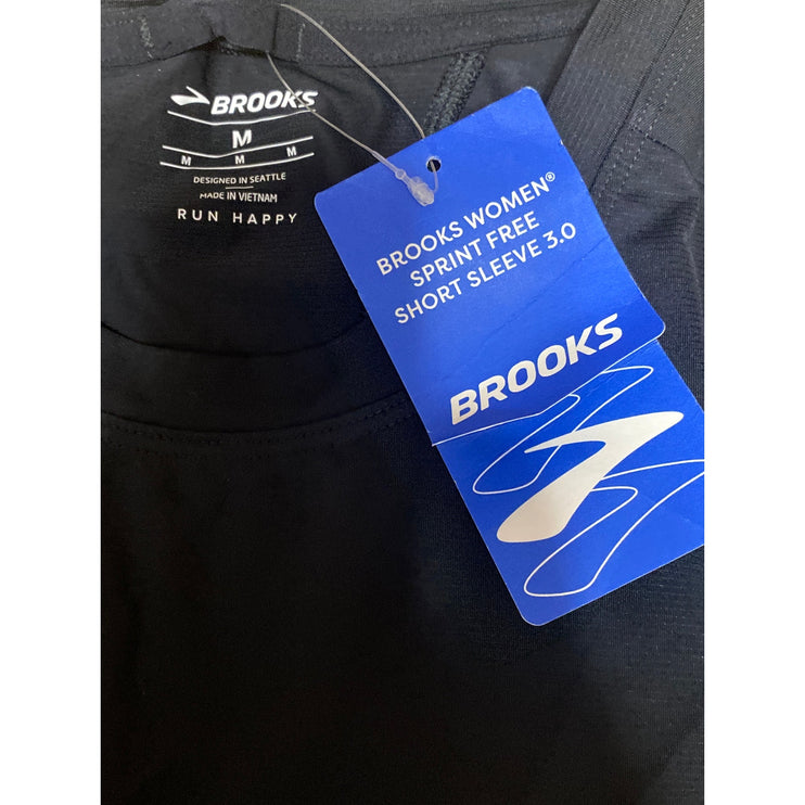 NEW Brooks Sprint Free Short Sleeve 3.0 Black Athletic Activewear Shirt Top Sz M