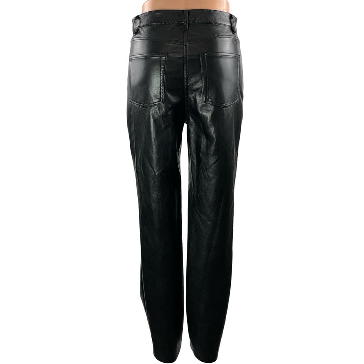 Aritzia Wilfred Women's Black Faux Leather Vegan Straight Trousers Pants Size 4