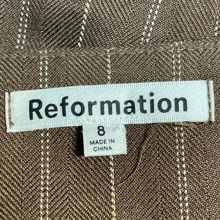 Reformation Women's Brown Sleeveless Pinstriped V-neck Crop Sweater Vest Top 8