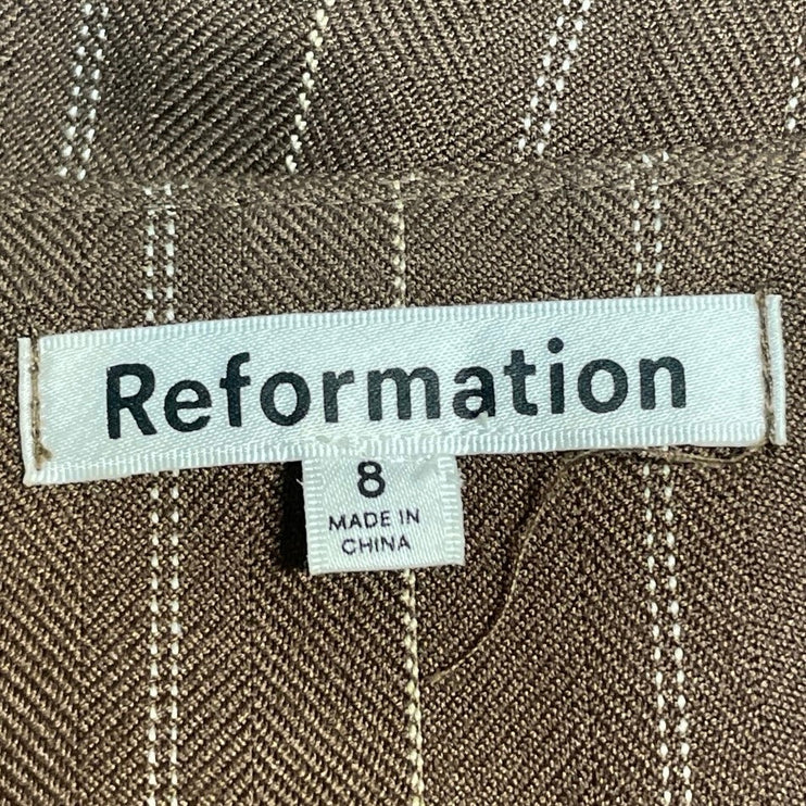 Reformation Women's Brown Sleeveless Pinstriped V-neck Crop Sweater Vest Top 8